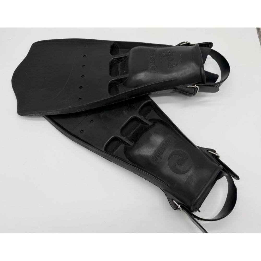 Vintage Oceanic Scuba Diving Fins Vented Rubber Jet Fins - Size Large - Black
